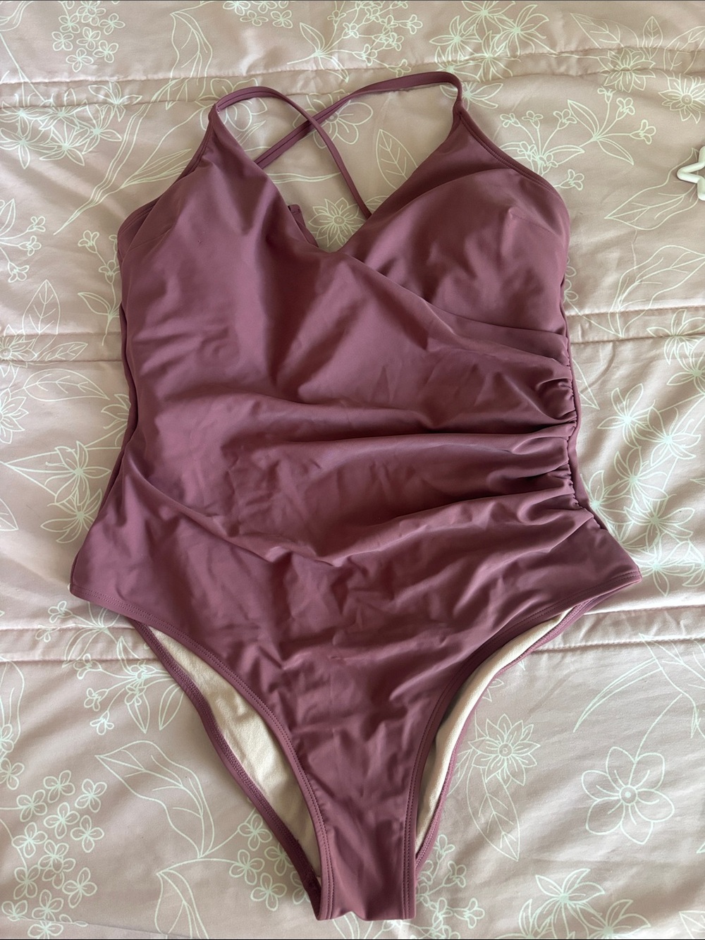 Cupshe Mauve Crossback One-Piece Swimsuit